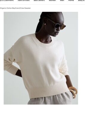 Quince 100% Organic Cotton Boyfriend Crew Sweater